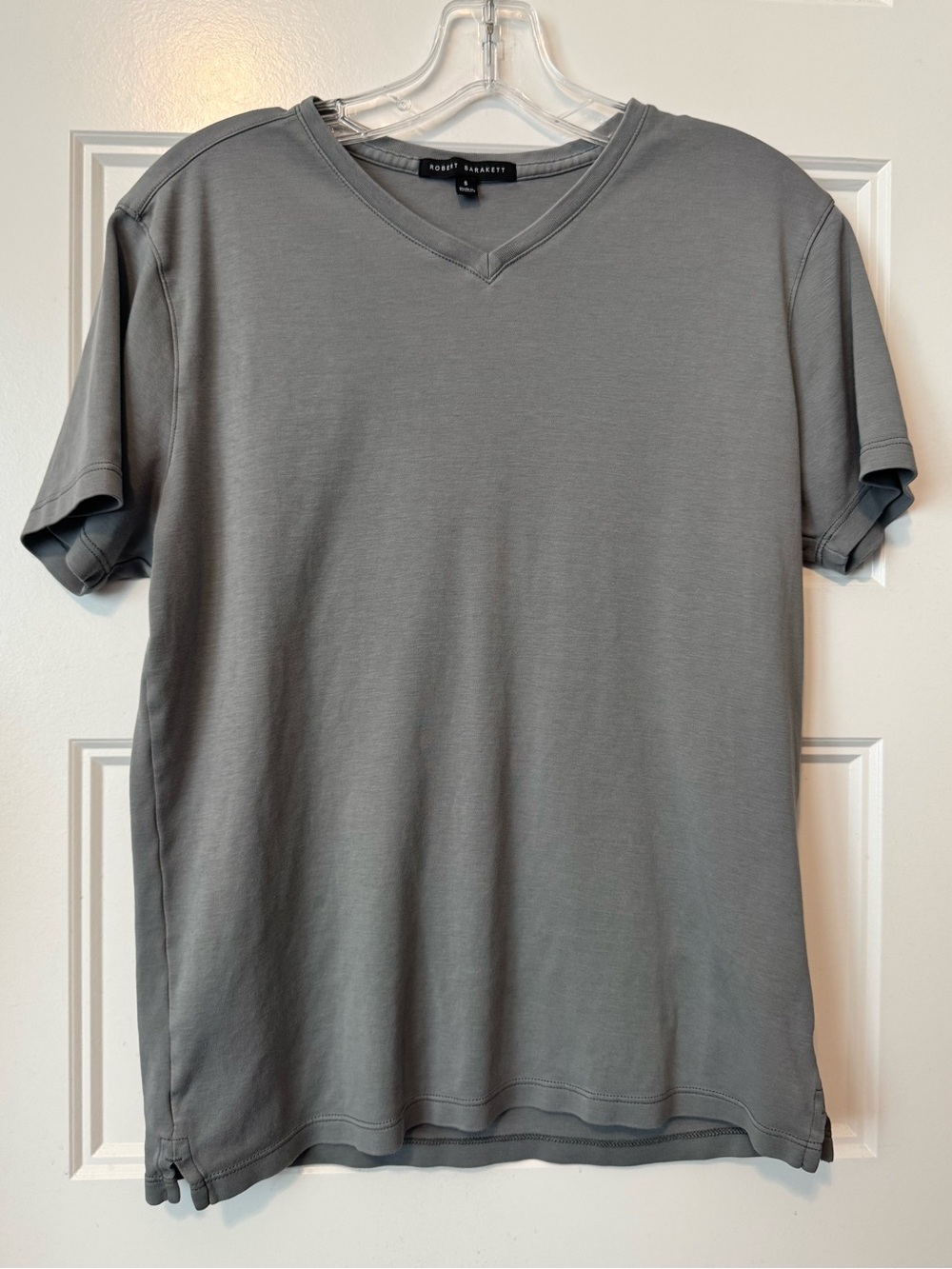 Robert Barakett V Neck T Shirt
Mens Small Fossil Gray Pima Cotton 
Luxury Tee